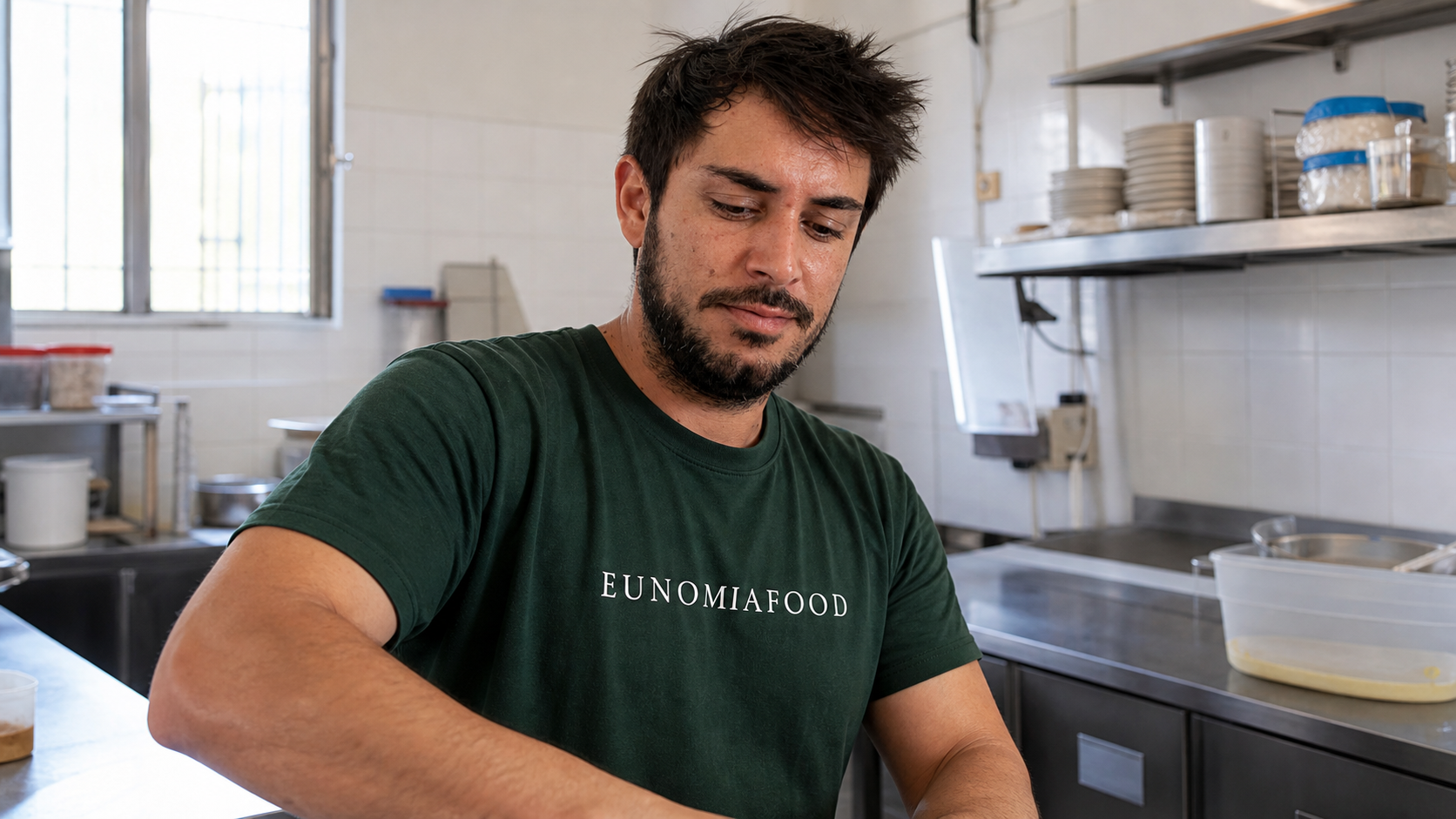 Marco Ombretti al lavoro in uno dei suoi locali